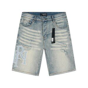 AMIRI Light Blue Distressed Denim Shorts